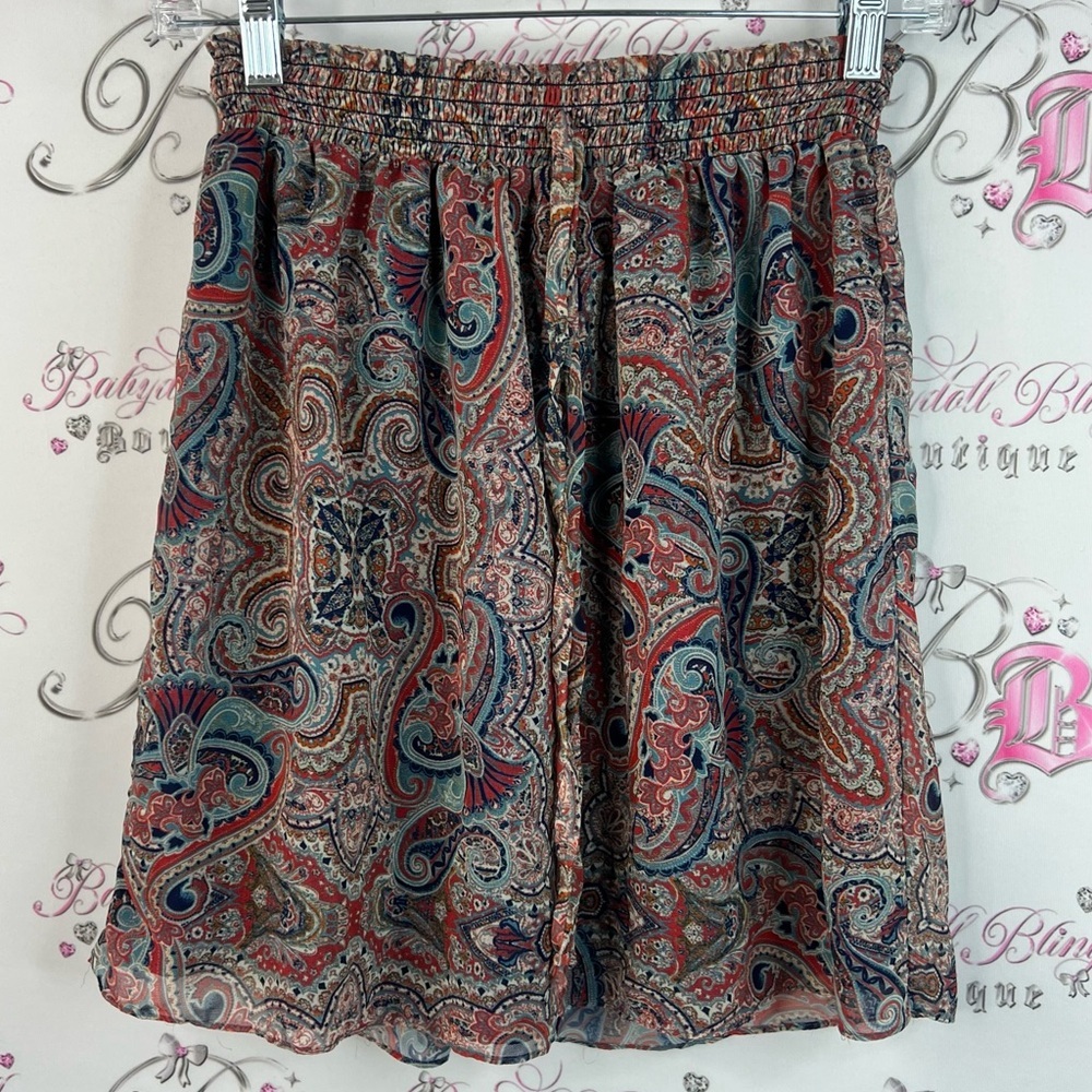 DREW skirt paisley pattern floral swirls red blue Multicolor Paisley A-Line